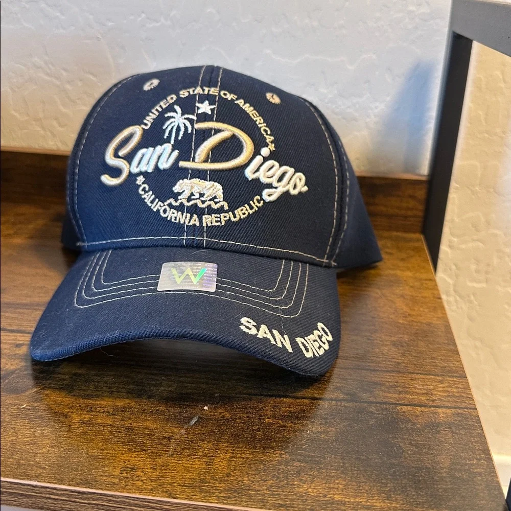 NEW Navy San Diego Embroidered Cap hat unisex womens men’s‎ California Velcro
